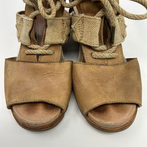 Sorel Women's Joanie Caged Wedge Lace Up Sandals Brown Size 10 Summer Casual - Picture 5 of 14